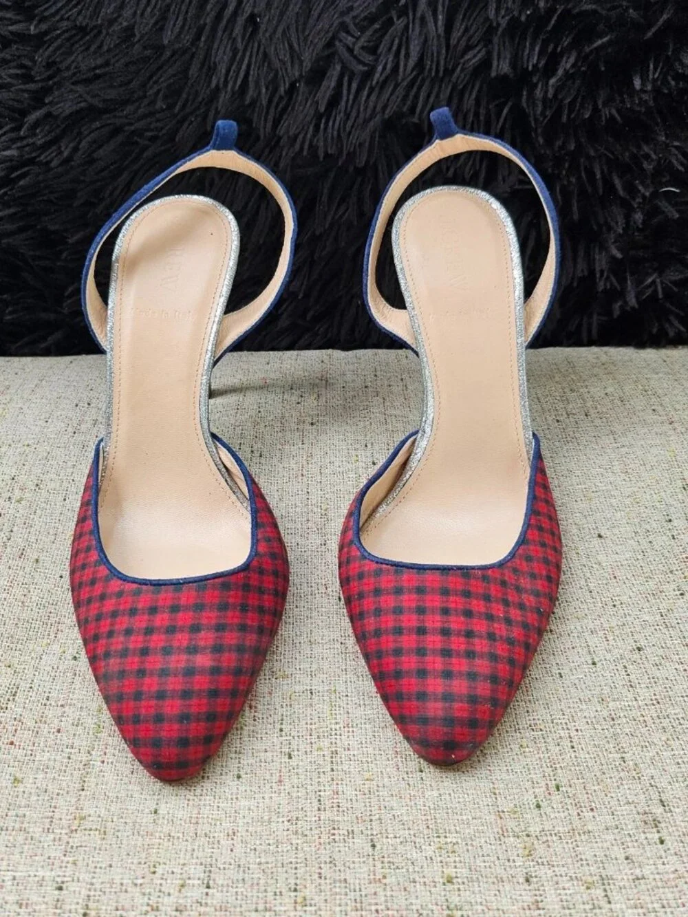 J.Crew Women Heels Pump Shoes Fabric Upper Sandal Made in Italy Size 7